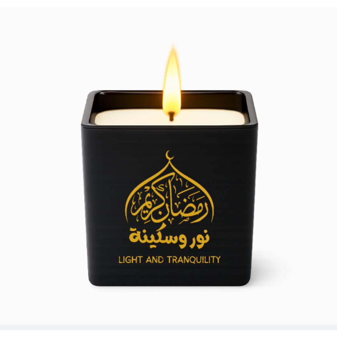 Scented Amber Wood Candle – Arabic Calligraphy Collection