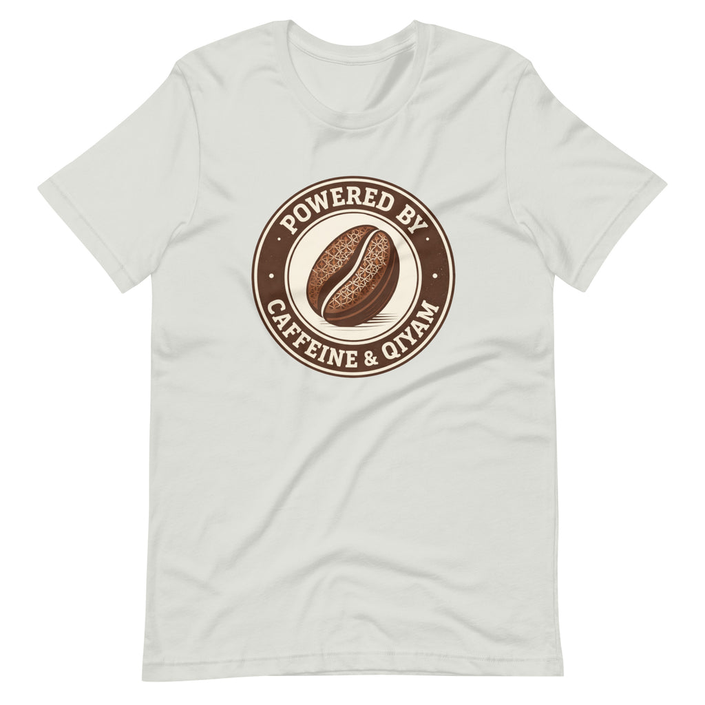 Powered by Caffeine & Qiyam – Faith-Inspired Coffee Lover Islamic T-Shirt