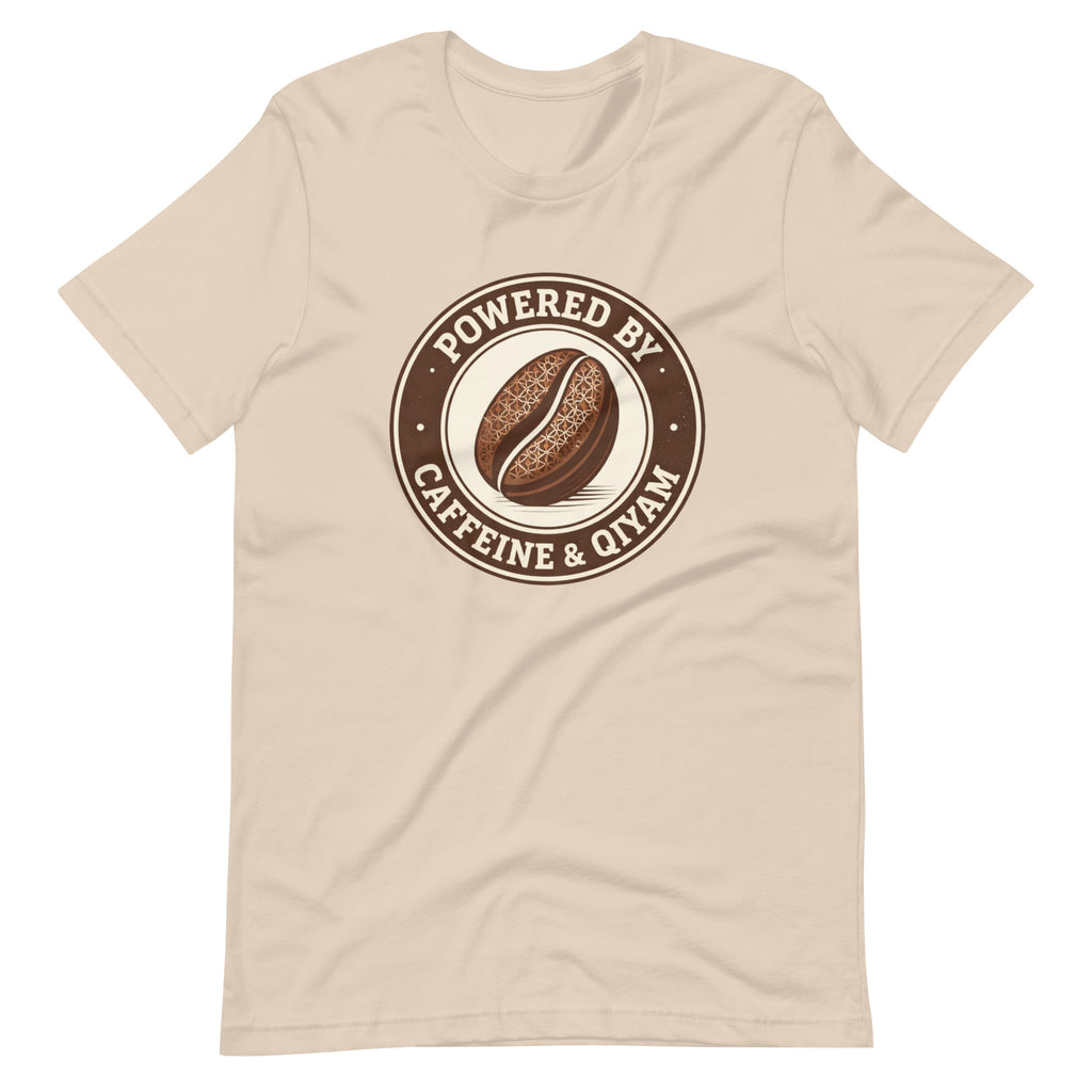 Powered by Caffeine & Qiyam – Faith-Inspired Coffee Lover Islamic T-Shirt