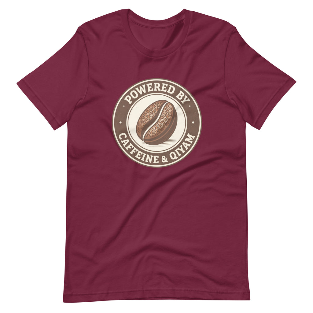 Powered by Caffeine & Qiyam – Faith-Inspired Coffee Lover Islamic T-Shirt