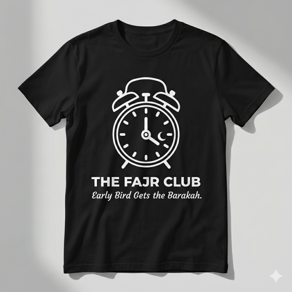 The Fajr Club™ Alarm Clock T-Shirt | Minimal Islamic Streetwear