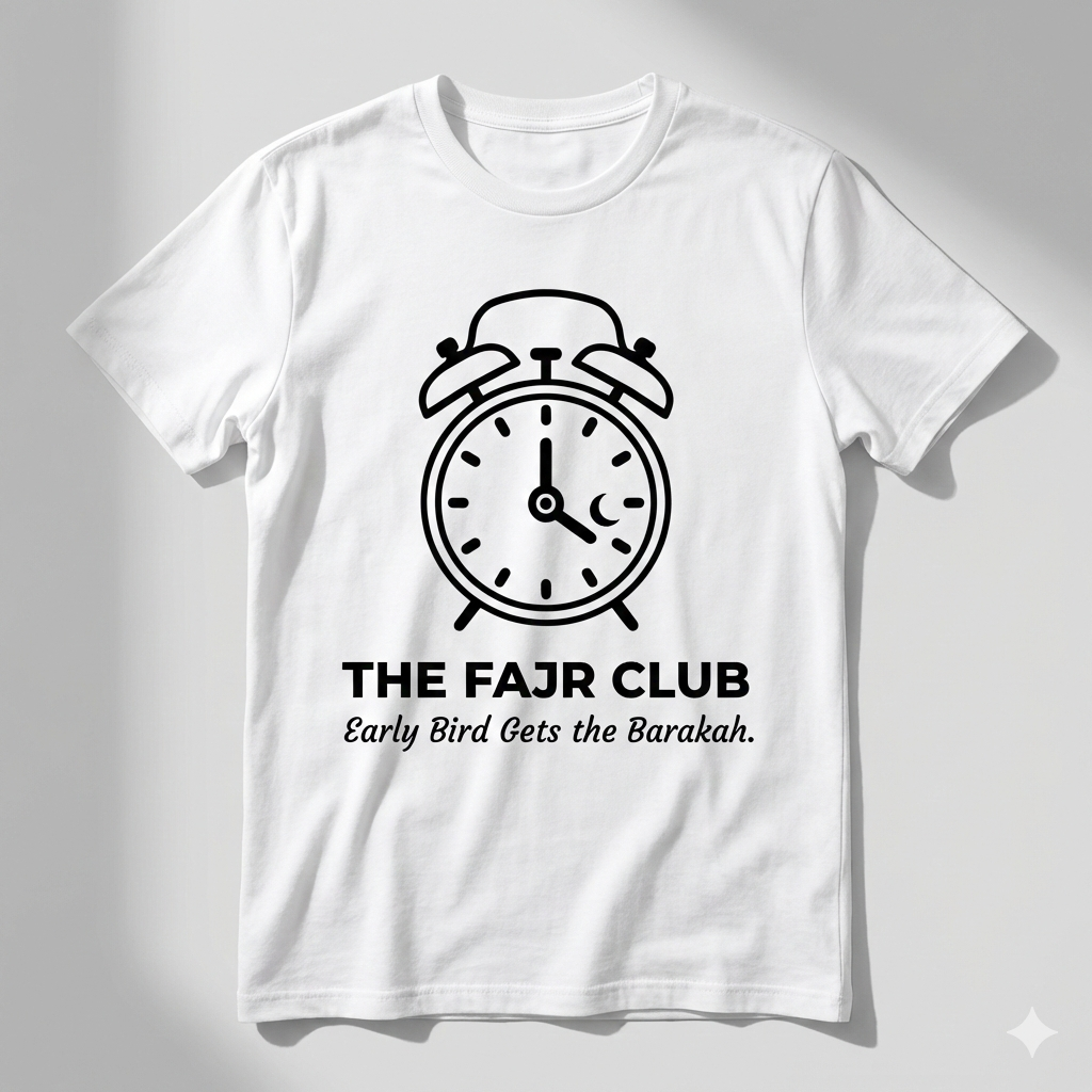 The Fajr Club™ Alarm Clock T-Shirt | Minimal Islamic Streetwear